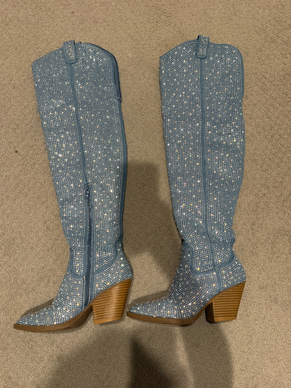Blue Rhinestone Boots 6.5 - Picture 3 of 3